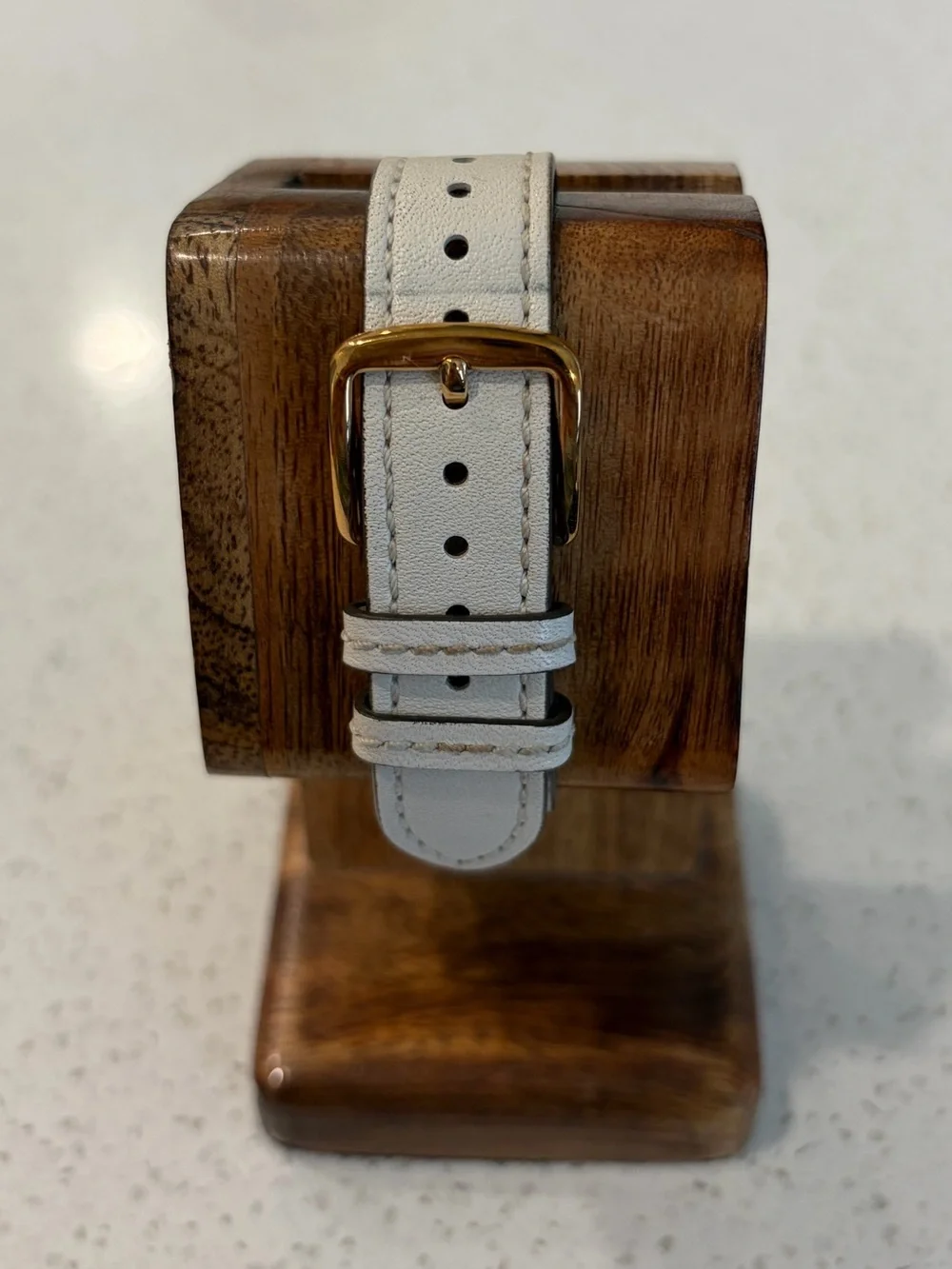 Coach Leather Strap Watch in Cream and Rose Gold-Tone